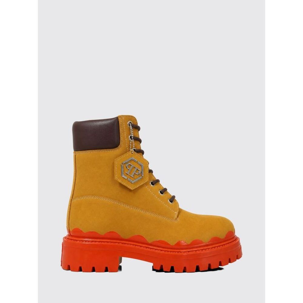 Philipp Plein Men Philipp Plein Nubuck Combat Boots With Padded Ankle And Charm